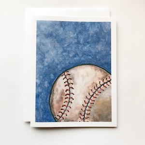 Carte aquarelle et enveloppe de baseball pour entraîneur, anniversaire, fan de baseball, carte vierge de 4,25 x 5,5 pouces - livraison gratuite