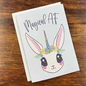 Magical AF Bunny Rainbow Unicorn Card & Envelope - 5 « x7 » pour meilleur ami, anniversaire, à tout moment, livraison gratuite