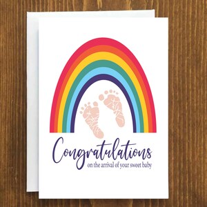 Félicitations pour l’arrivée de votre nouvelle carte et enveloppe Sweet Baby pour Rainbow Baby - 5 « x7 » Livraison gratuite