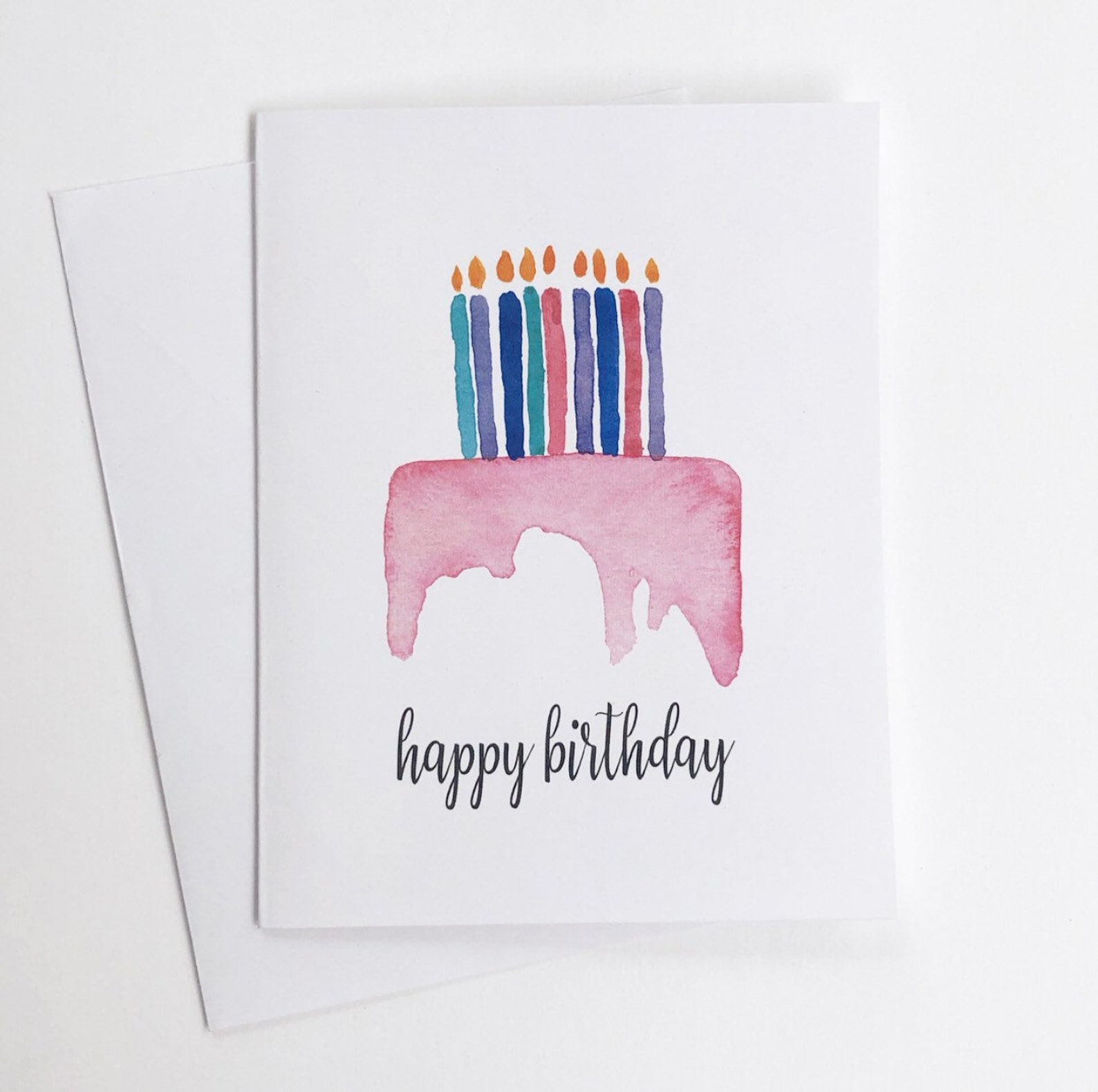 Happy Birthday Cake Card & Envelope Friend Mother Sister - Etsy