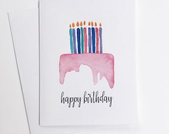 Happy Birthday Cake Card & Envelope, Friend, Mother, Sister, Aunt, Daughter, Blank Card - 4.25”x5.5” Free Shipping