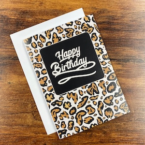 Leopard Print Happy Birthday Card & Envelope pour meilleur ami, sœur, maman Carte vierge - 5 « x7 » Livraison gratuite