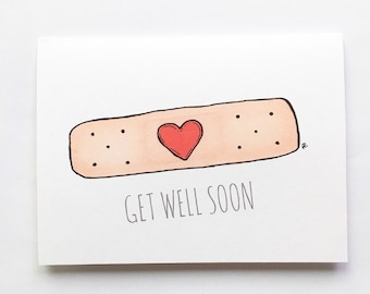 Get Well Soon Bandaid Card - Etsy