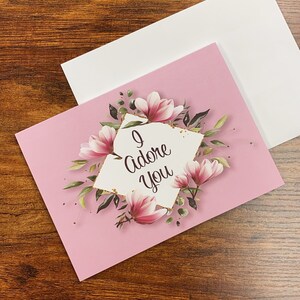 I Adore You Carte & Enveloppe pour Petite Amie, Femme, Partenaire, Anniversaire, Saint-Valentin, pour dire je t’aime - 5 « x7 » - Livraison gratuite