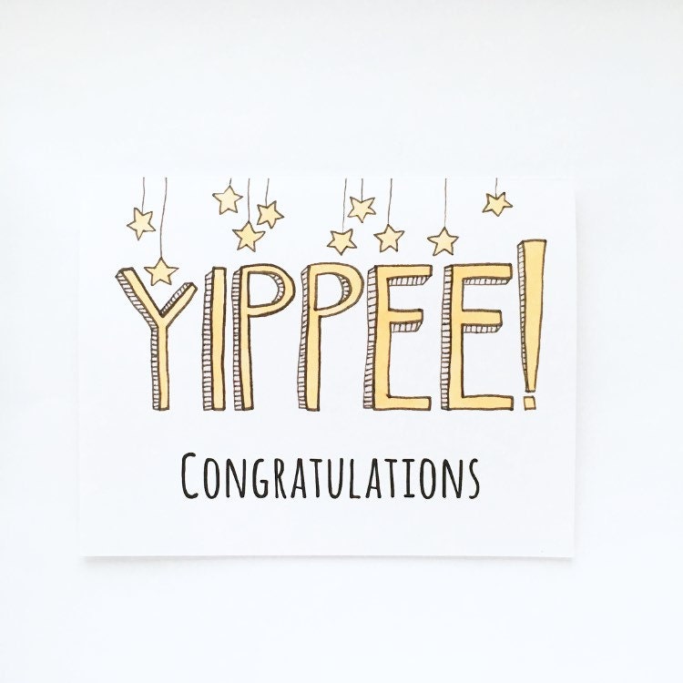 YIPPEE! Congratulations Card & Envelope - Free Shipping