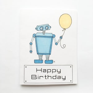 Robot Happy Birthday Card &Enveloppe pour enfant, fils, petit-fils, neveu - Livraison gratuite