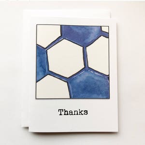 Carte et enveloppe aquarelle ballon de football pour dire merci à l'entraîneur, à l'assistant, à l'équipe, au physiothérapeute, carte vierge de 4,25 x 5,5 po.