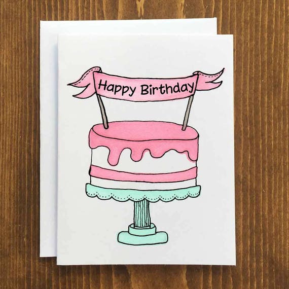 Sweet Happy Birthday Banner Cake Envelope Free Shipping Etsy