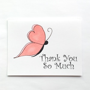Merci Butterfly Card & Envelope pour ami, enseignant, entraîneur, chef de groupe, cotravailleur 4.25 « x5.5 » - Carte vierge Livraison gratuite