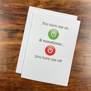 You Turn Me On Card & Envelope - 5 « x7 » Funny Lovers Card, Cheeky Partner, I Love You, Livraison gratuite