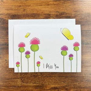Fleurs et papillons - Carte et enveloppe qui me manquent - 5 « x7 » En pensant à votre ami, livraison gratuite