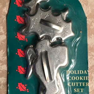 Vintage—New Old Stock—Mirro—Christmas—Cookie Cutters—Factory Sealed—Angel—Santa—Reindeer—Holly Leaf
