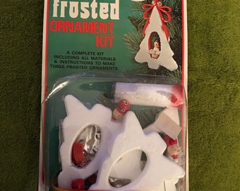 Vintage—Fibre-Craft—ORNAMENT Kit—FROSTED—Push Pin—Christmas Ornament Kit—New Old Stock—Factory Sealed—Complete