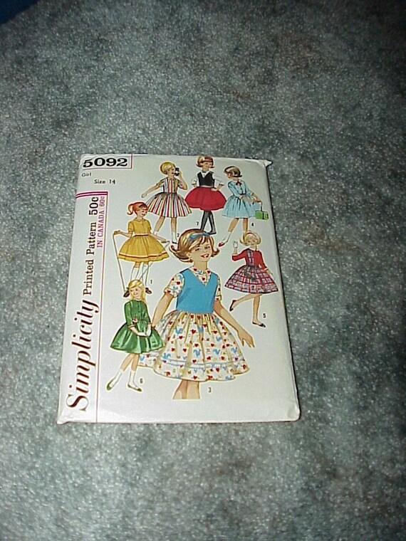 Pattern 5092 Girls One Piece Dress And Weskit 7 Day Wardrobe Size 14