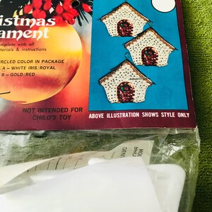 Vintage—1974–Walco—Jeweled—CHRISTMAS COTTAGES—Ornaments Kit—Makes 3–New Old Stock—Sealed image 3