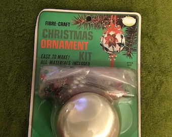 Vintage—Fibre-Craft—Kit—Sequin+Bead—Push Pin—Christmas Ornament Kit—New Old Stock—Factory Sealed—Complete