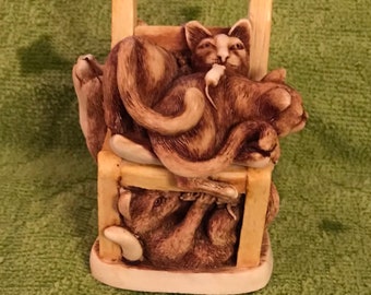 Vintage—1996–Harmony Kingdom—RUMBLE SEAT—Cats—Cat Trinket Box—Treasure Jest