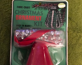 Vintage—Fibre-Craft—Kit—Sequin+Bead—Push Pin—Christmas Ornament Kit—New Old Stock—Factory Sealed—Complete