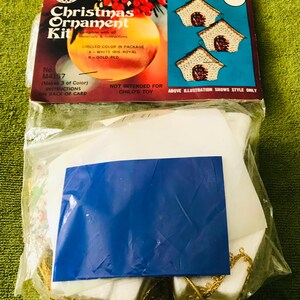 Vintage—1974–Walco—Jeweled—CHRISTMAS COTTAGES—Ornaments Kit—Makes 3–New Old Stock—Sealed image 2