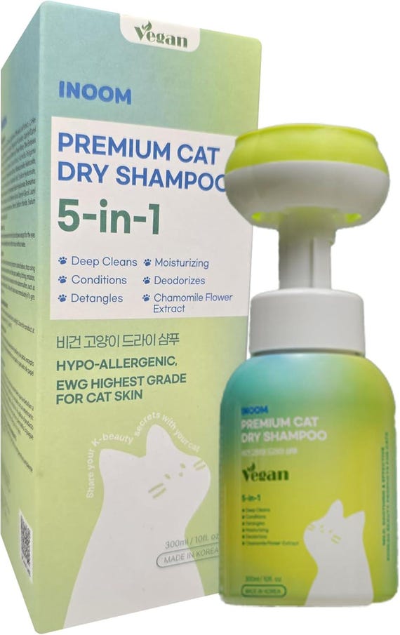 Korean Vegan Cat Dry Shampoo 300ml - Waterless Natural Foam Cleanser