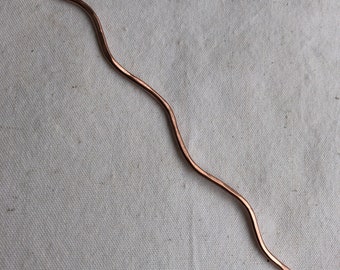 Copper hair stick, wavy, hair pin, shawl pin, hair piece, hair holder