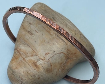 Simple handmade pure copper cuff bracelet, wrist bracelet, hammer textured and designed in Portland, Oregon 7” inches end to end M/L
