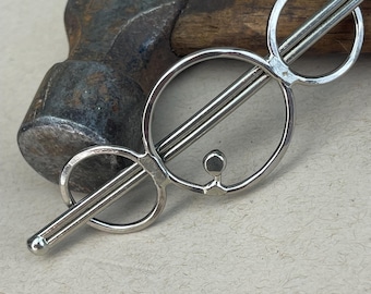 Small handmade hair barrette, clip, slide, solid nickel, for a cute updo
