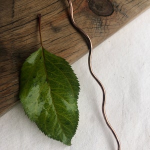 Minimal wave copper hair stick, hair pick, shawl pin, scarf pin, sweater pin, hat pin, multi use