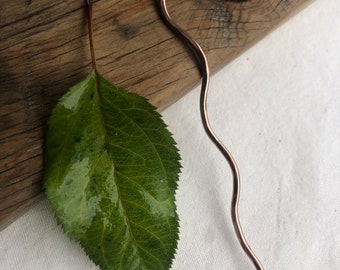Minimalist Copper Wave Hair Stick: Shawl Pin, Scarf Pin
