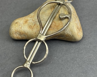 Hair barrette, handmade solid nickel silver, hair clip, slide. Stick locks ave unlocks to fasten hair in a cute updo.