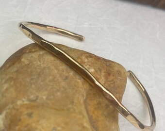 Hand Hammered Solid Brass Cuff Bracelet: Adjustable 7" Handmade