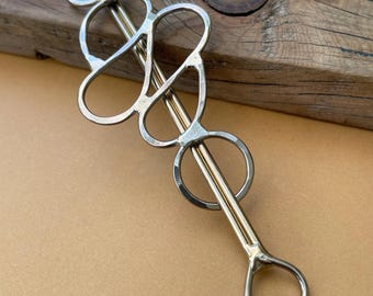Hair barrette, slide, clip, solid nickel and brass, for a stylish unique updo