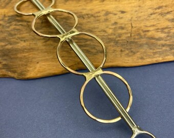 Handmade hair barrette, slide, clip, French barrette, solid brass with a twist lock nickel silver stick.