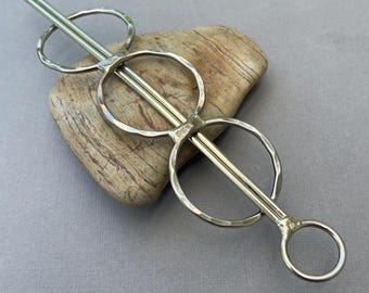 Hair barrette, hair clip, handmade in Portland, oregon, locks for a firm hold, solid nickel silver
