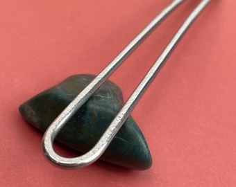 Hammer Textured Stainless Steel Hair Pin, French Style Updo Stick