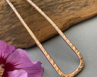 Hair stick, hairpiece, hair pin, pure handmade textured copper fir a cute updo