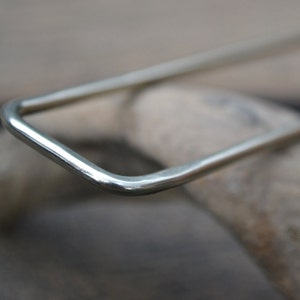 Modern Metal Hair Fork, Solid Hammered Nickel Silver