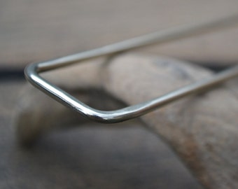 Modern Metal Hair Fork, Solid Hammered Nickel Silver