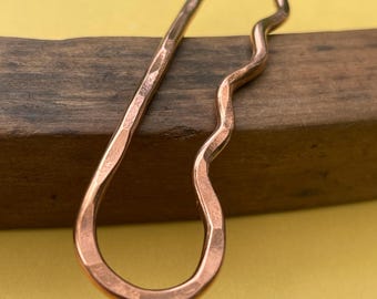 Small hair pin, French pin, hair stick, handmade pure solid copper, for a unique bun or updo hair style