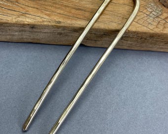 Hammered Nickel Silver Hair Fork: Minimalist Hair Pin, 4.5"