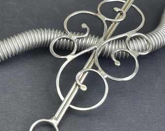 Handmade metal hair barrette, swirl style, hair clip, slide, hairpiece. For a cute updo style.