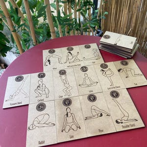 Yogachakra stelt kaart | 4 yogahoudingen per chakra | Geïllustreerd deck van 8 x 13 cm voor meditatie, mindfulness en energetische healing | Cadeau | Yogadeck