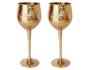 Hamrade mässingsvinglas - Handgjorda eleganta designer - Set om 2