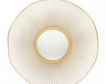 Gold Sunburst Mirror: 31-Inch Brass Wall Decor
