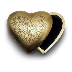 Etched Gold Heart Box: Aluminum Keepsake, Ring Box (2.75&quot;)