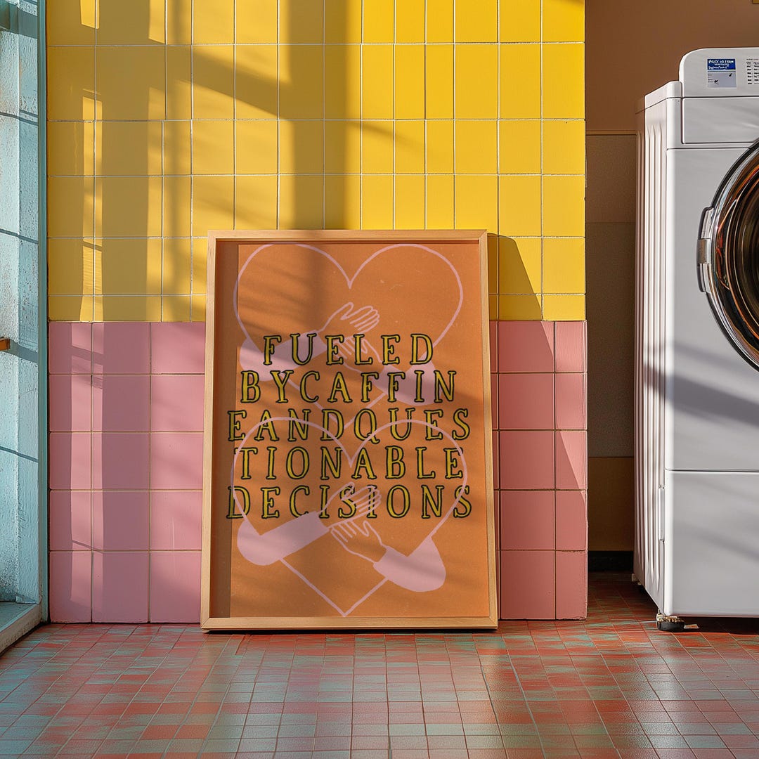 Vintage Typography Poster – “fueled by Caffeine and Questionable ...