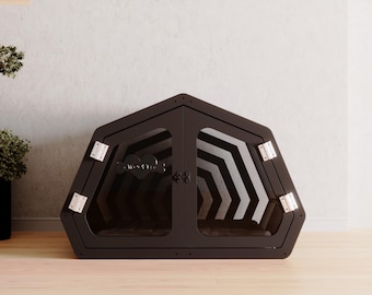 Wooden Pet House, Black Dog Kennel