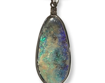 Grande pingente de opala australiana Boulder em prata esterlina - Item 404222