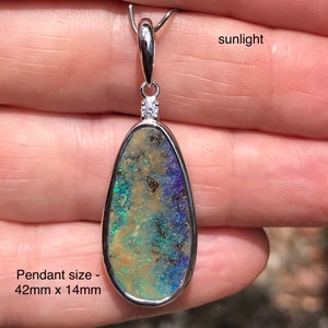 Large Australian Boulder Opal Pendant in Sterling Silver - Item 404222