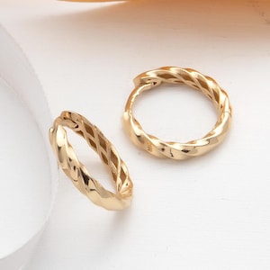 14k Solid Gold Hoop Earrings, Twist Rope Earrings, Twisted Rope Hoops, Bold Braided Hoop Earrings for Women, Everyday Gold Hoops for Her